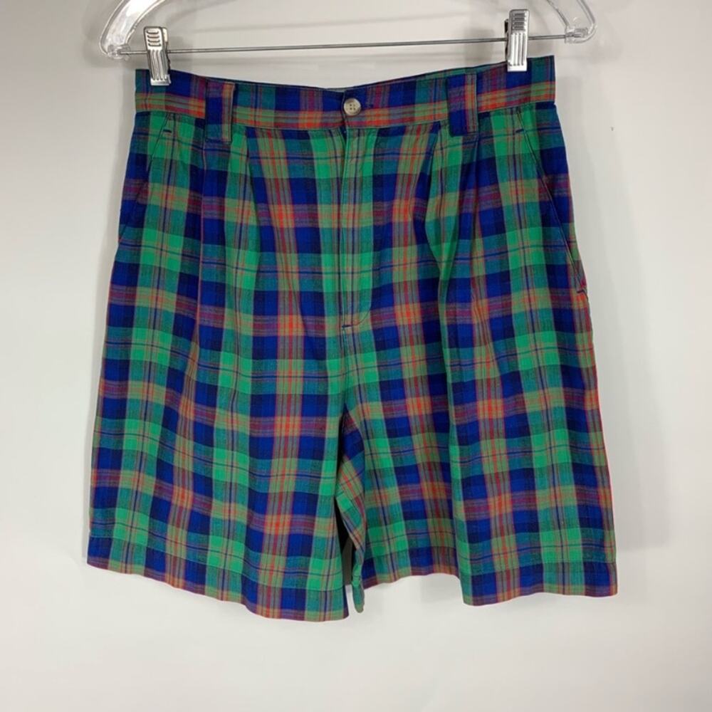 Vintage Cotton Madras Bright Plaid Shorts Sz 12